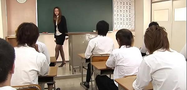  Naughty teacher teaches her studens a sex lesson